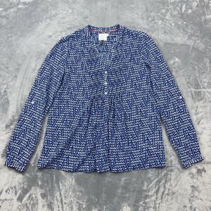 HD In Paris Anthropologie Blouse Womens 6 Blue Kaveri Henley Top Henley Popover